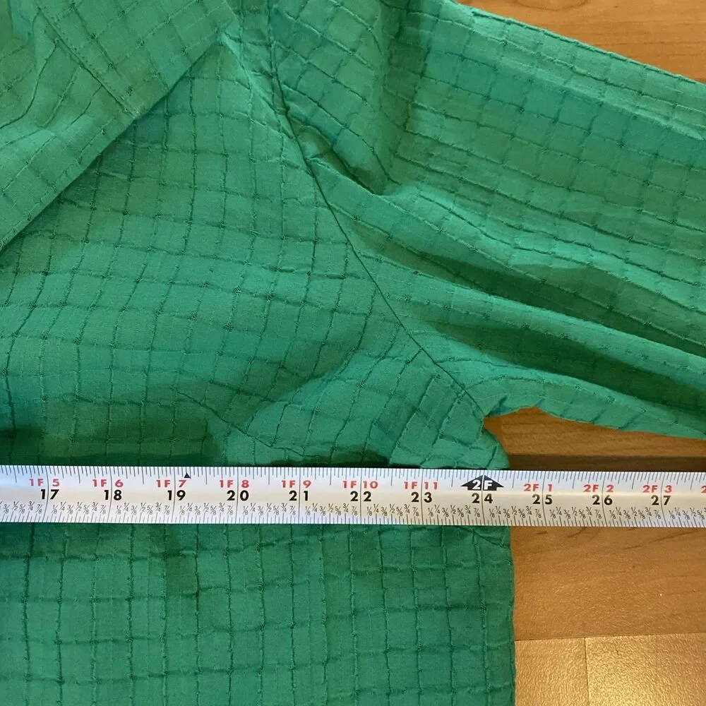 Chicos Kelly Green Cotton Blend Open Front Jacket Size 3 Travelers Collection‎